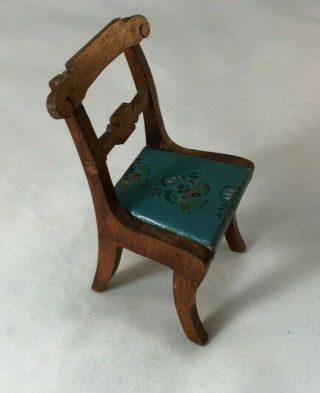 Tynietoy Empire Chair with Blue Seat with Hand Painted Flowers and Leaves 5