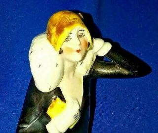 Antique Art Deco German Half Doll Flapper Fur Stole Gloves Purse 14506