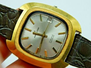Vintage Swiss Made 17 Jewel Hamilton Date Watch Incabloc Gold Tone Chunky