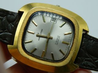 Vintage Swiss Made 17 jewel Hamilton Date watch Incabloc Gold Tone Chunky 2