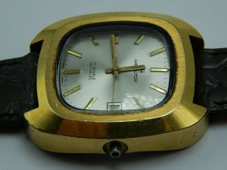 Vintage Swiss Made 17 jewel Hamilton Date watch Incabloc Gold Tone Chunky 4