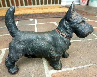 Antique Cast Iron Hubley Scotty Dog Doorstop Scottish Terrier Figure