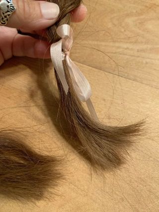 Old Brown Wig For Antique Doll - unknown Fibers,  But possibly Human Hair - braids 2