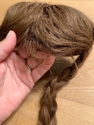 Old Brown Wig For Antique Doll - unknown Fibers,  But possibly Human Hair - braids 3