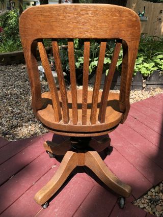 Antique B.  L.  Marble Chair Co Bedford Ohio Qtr Sewn Oak Office Swivel Chair 2