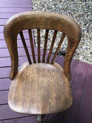 Antique B.  L.  Marble Chair Co Bedford Ohio Qtr Sewn Oak Office Swivel Chair 4
