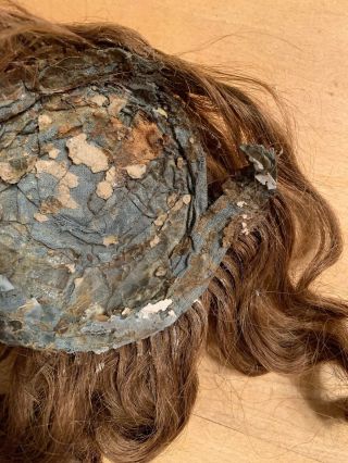 Old Brown Wig For Antique Doll - unknown Fibers,  But possibly Human Hair 5