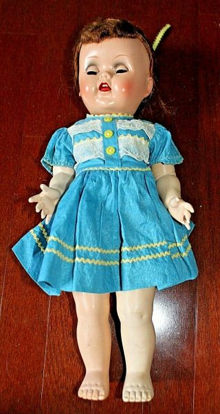 Vintage 16 " Ideal Saucy Walker 1950s Crier Sleepy Eyes Doll Dress W16