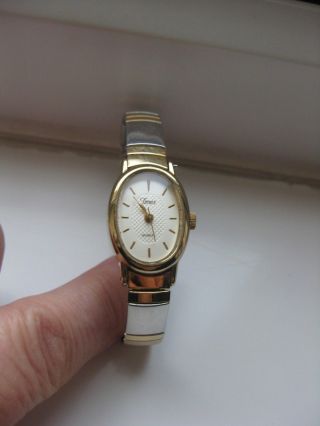 Vintage Timex Ladies Watch Two Tone Stretch/elasticated Strap