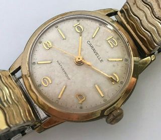 Vintage Caravelle Hand Winding Mens Watch Movement With Gold Hands