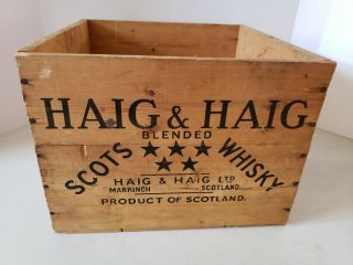 Antique Haig & Haig Scots Whisky Scotland Wood Wooden Advertising Crate Box