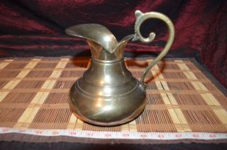 Vintage Decorative Solid Brass Vase Jug Or Pitcher 6 5/8 " X6 "
