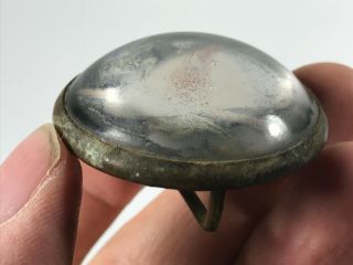 Antique Handpainted Glass Jockey Horse Bridle Rosette Button 4