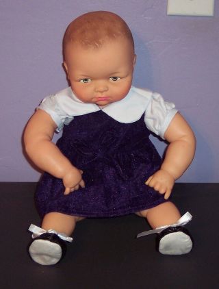 Vintage 18 " Cameo Miss Peep Vinyl Baby Doll Hinged Arms Legs Squeaks Old