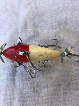 Vintage W.  H.  Hobbs Supply Co Bon - Net Red/White 6 Hook Fishing Lure 4