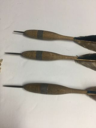 Antique Darts real feathers steel tip Cricket dartboard dart set 5