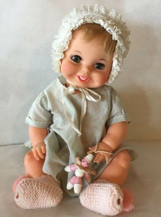 Vintage Ideal Tubsy Baby Doll 18 " Sleep Eyes Battery Operated Moves Head/arms