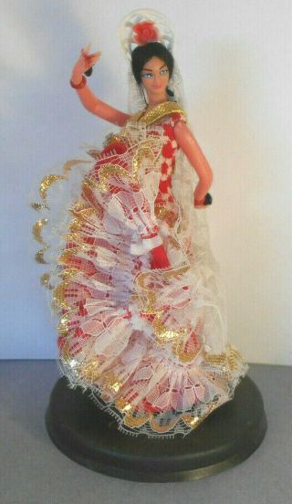 Vtg Marin Spanish/chiclana Flamenco Dancer Doll Figurine - Golden Accents -