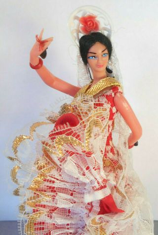 Vtg Marin Spanish/Chiclana Flamenco Dancer Doll Figurine - Golden Accents - 2