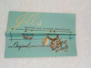 Not Often Seen Vintage Vogue Jill Doll Watch & Charm Bracelet On Card