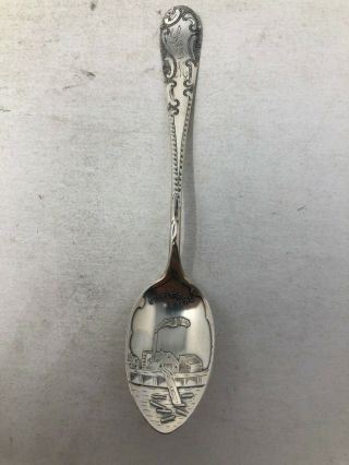 Towle Sterling Silver Souvenir Spoon Sawmill Log Flume Clinton Iowa