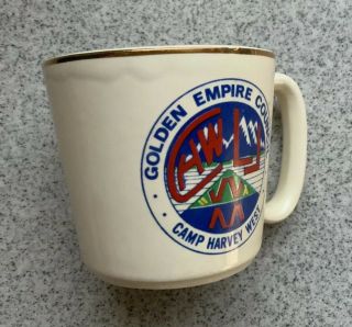 BSA Vintage Golden Empire Council Camp Harvey West Coffee Mug 8oz NOS 2
