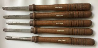 5 Antique Vintage Craftsman Professional Wood Lathe Tools Numbered