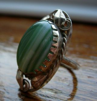 Charles & Gladys Mumford Ring Arts And Crafts Silver Banded Agate Antique