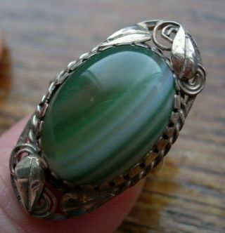 CHARLES & GLADYS MUMFORD RING ARTS AND CRAFTS SILVER BANDED AGATE ANTIQUE 3
