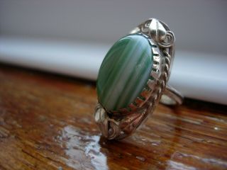 CHARLES & GLADYS MUMFORD RING ARTS AND CRAFTS SILVER BANDED AGATE ANTIQUE 5
