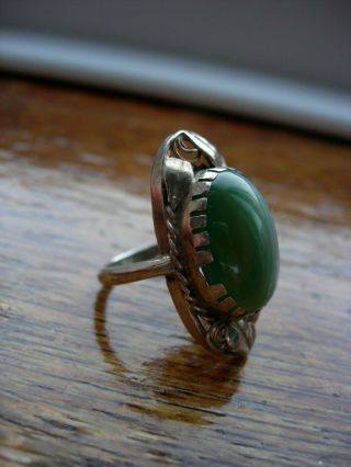 CHARLES & GLADYS MUMFORD RING ARTS AND CRAFTS SILVER BANDED AGATE ANTIQUE 8