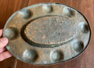 Antique Arts & Crafts Era Hammered Copper Oval Plate or Bowl 4