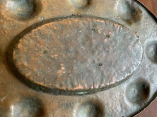 Antique Arts & Crafts Era Hammered Copper Oval Plate or Bowl 5
