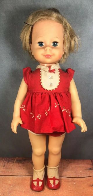 1964 Mattel Singin Chatty Cathy Doll W Red Dress & Shoes 17