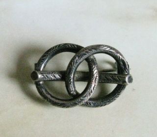 Antique Victorian Sterling Silver Eternity Love Knot Sweetheart Brooch