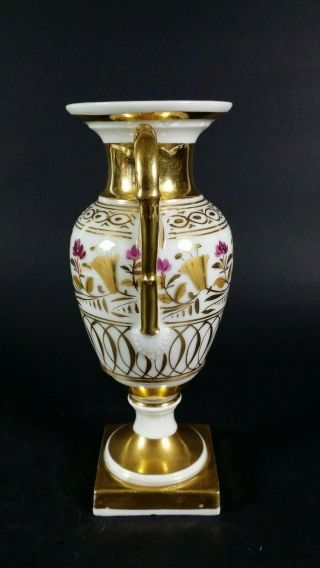 Antique French Paris Porcelain Empire Handled Vase Urn Hand Painted 19thC Gilt 3