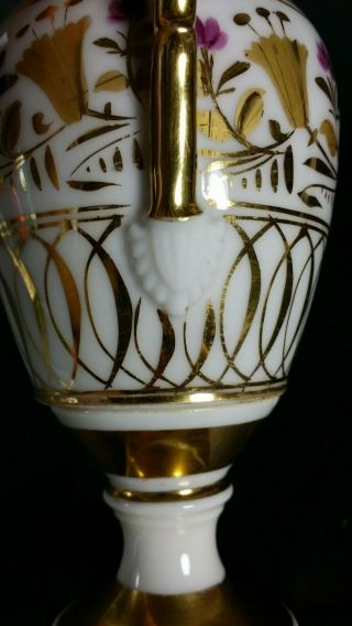 Antique French Paris Porcelain Empire Handled Vase Urn Hand Painted 19thC Gilt 5