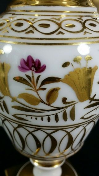 Antique French Paris Porcelain Empire Handled Vase Urn Hand Painted 19thC Gilt 6