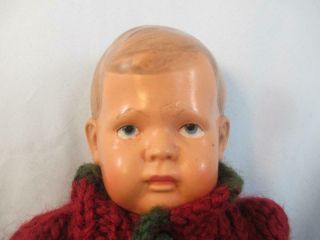 Vintage Doll Celluloid Baby Boy Marked Made In Usa Sweater Set 11 "