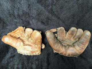 Two Authentic Antique Vintage Old Baseball Gloves Mitts (baseball Memorabilia)