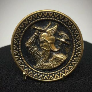 Victorian Thor God Of Thunder Brass Button 1.  25” Diameter Circa Early 1900’s
