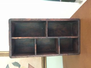 Old Farmhouse Primitive Antique Wooden Box Cubbies - Wall Or Table Top 13 X 7 X 3