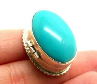 Oval Turquoise Sterling Silver 925 Pill Box 14g Kwd726