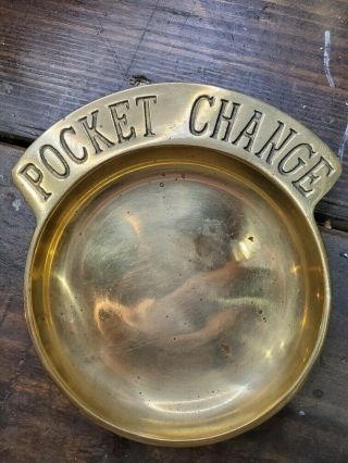 Vintage 5 " Solid Brass Bronze Pocket Change Car Key Dish Bowl Trinket Holder