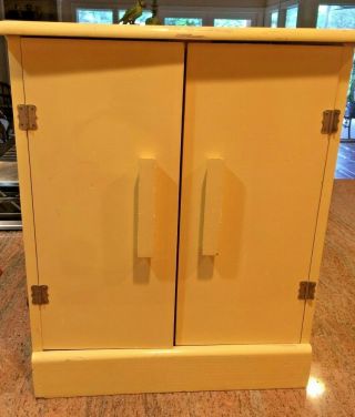 Vintage Doll Clothes Wardrobe,  Yellow Good Shape,  Can Be Repainted Or Decorated.