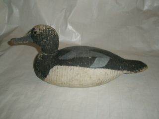 Vintage Antique Rough Solid Wood Duck Decoy Glass Eyes Painted 3