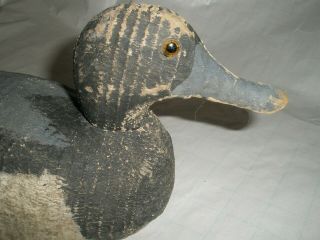 Vintage Antique Rough Solid Wood Duck Decoy Glass Eyes Painted 6