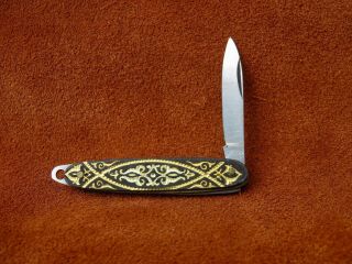 Vintage Antique Folding Pocket Knife Toledo Miniature Damascene Fob 1970s Spain