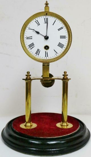 Rare Antique French Portico Mantel Clock 8 Day Timepiece Clock Under Glass Dome 7