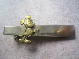 Vintage Walt Disney Productions Mickey Mouse Gold Tone Tie Bar Money Clip Anson